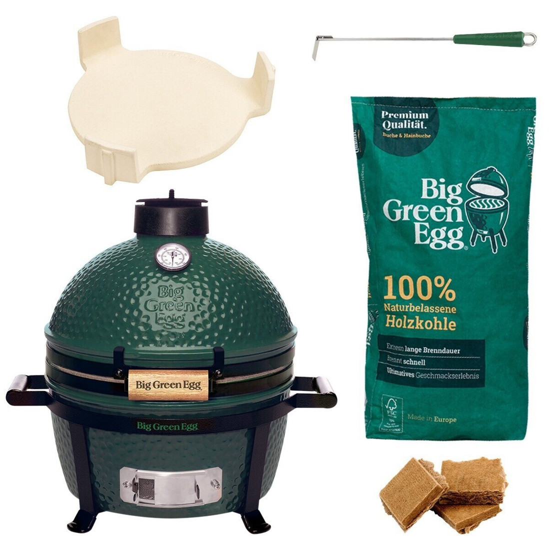 Big Green Egg - Big Green Egg MiniMax Starterset - Kamado-Grill - für 2-3 Personen, Holzkohle, Grillfläche 855 cm²