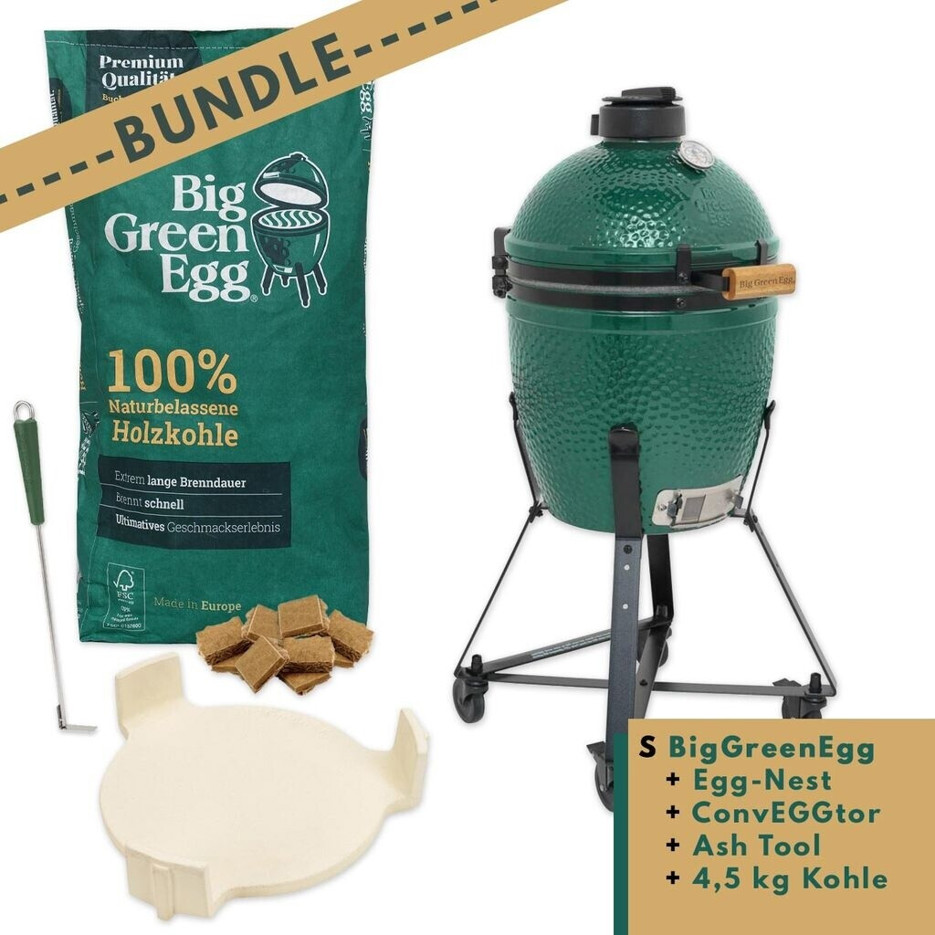 Big Green Egg - Small Starterset - Kamado-Grill - für 2-3 Personen, runde Grillfläche, Holzkohle