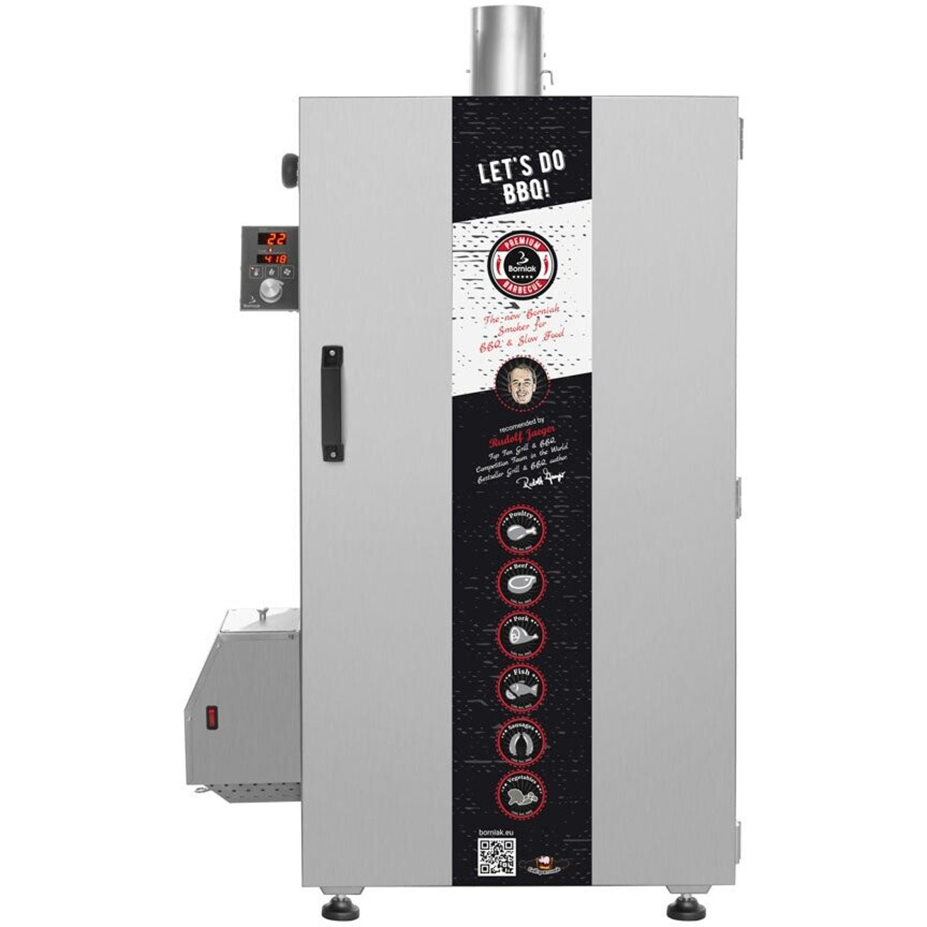 Borniak - Digitaler Räucherofen - BBDST 150 V1.4 - Grill - 150 L, Elektro, Räuchermehl, Stahlblech