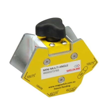 ELMAG - Magnet-Schweißwinkel Mini Multi Modell 45°/135° | 60°/120° | 75°/105° & 90° (Haltekraft 40 kg, ON/OFF schaltbar, 76 mm Länge, 76 mm Höhe, 0.18 kg Gewicht, US-Produkt, Paketfähig)