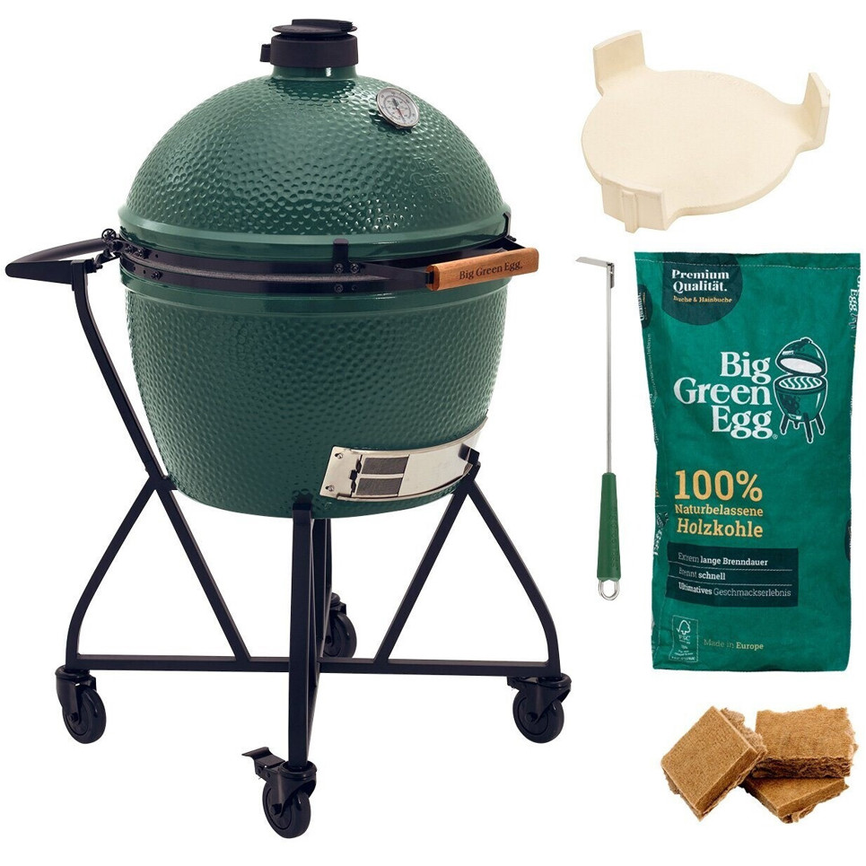 Big Green Egg - Starterset X Large - Kamado-Grill - für Garten, für mehr als 10 Personen, 4 Rollen