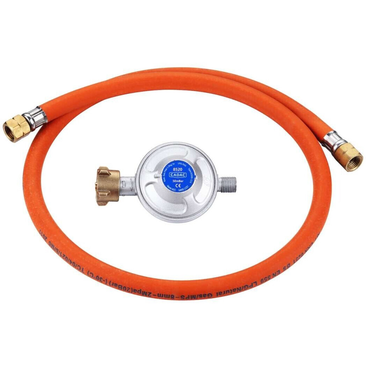 CADAC - Gas-Anschluss-Set - 50 mbar - Gasdruckminderer, Gasschlauch, Durchfluss 1,5 kg/h