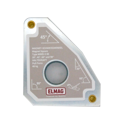 ELMAG - MWD-3 Magnet-Schweißwinkel für vielseitige Schweißungen (30°/60°/45°/90°) - Kompakte Bauweise 113x98x23mm - Starke Haltekraft 40 kg