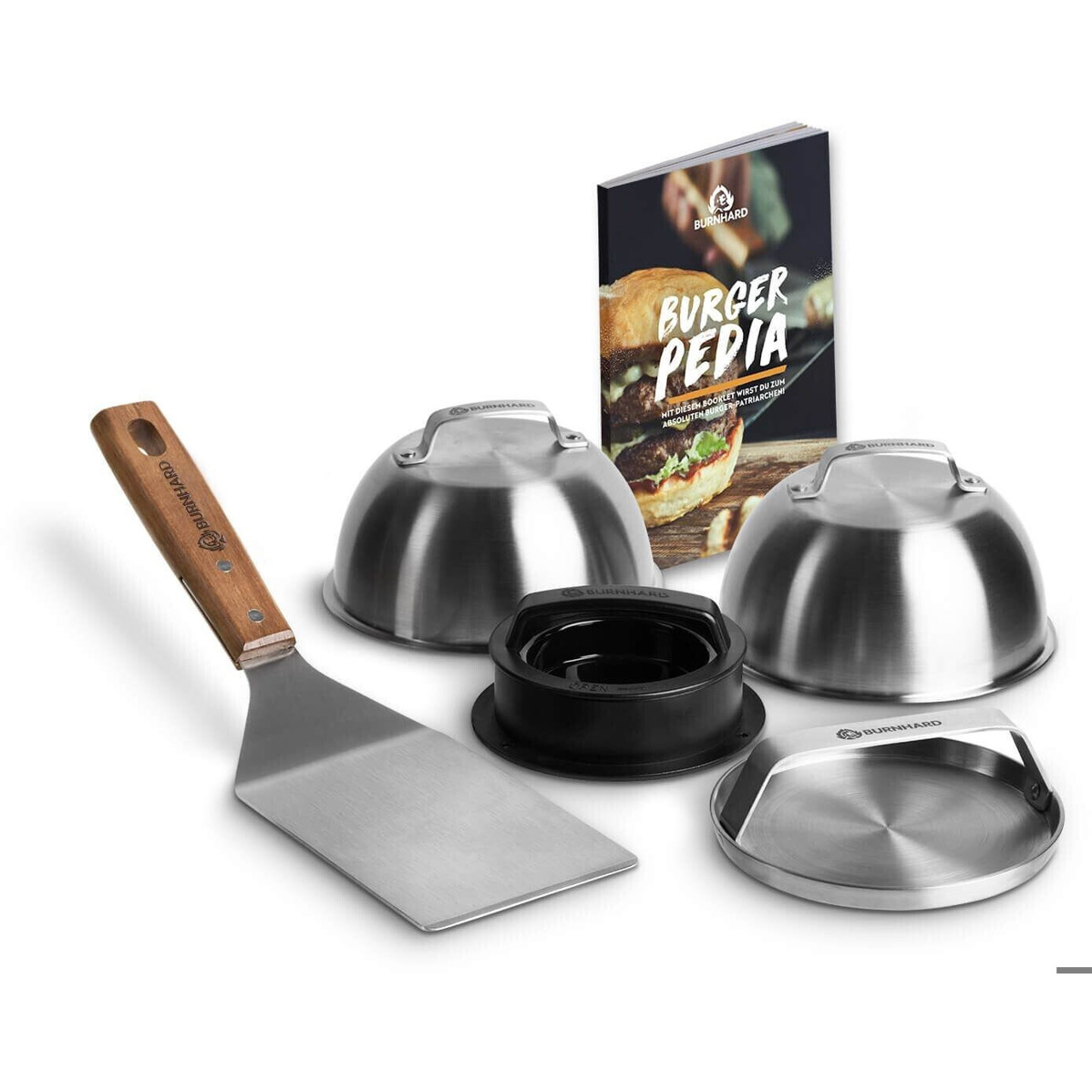 Burnhard - Ultimatives Burger Set - Grillset - 6 teilig, Edelstahl, silber